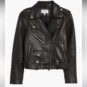 CURRENT/ELLIOT Shaina Black Biker Moto Leather Jacket